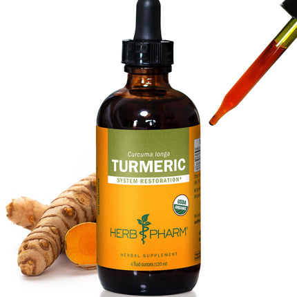 Herb Pharm Turmeric Liquid Extract: USDA Organic Liver, Joint, Muscle, Cardiovascular, and Digestive Support, Fast-Absorbing & Sugar-Free Turmeric Root Tincture, Up to ~12 Week Supply, 4 oz*