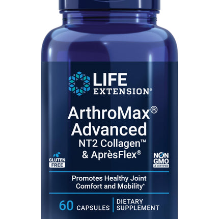 Life Extension ArthroMax® Advanced NT2 Collagen™ & AprèsFlex®, glucosamine sulfate, Boswellia (Indian Frankincense), Joint Health, Mobility, Gluten-Free, Non-GMO, 60 Capsules