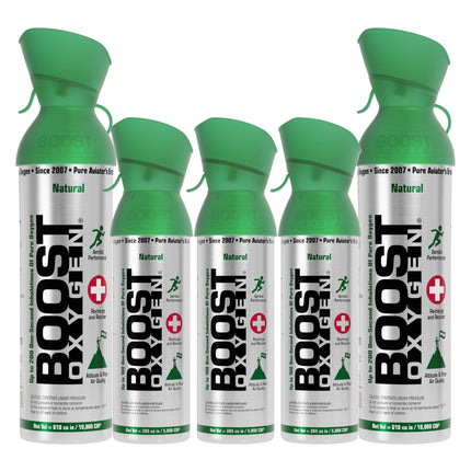 Boost Oxygen Large Natural 10L Canister (2 Pack) & Medium Natural 5L Canister (3 Pack) Bundle
