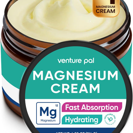 Venture Pal Topical Magnesium Cream, Fast-Absorbing Magnesium Moisturizing Lotion with Coconut Oil, Shea Butter & Hyaluronic Acid, Suitable for Kids