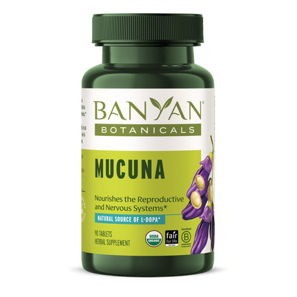 Banyan Botanicals Organic Mucuna Pruriens – Physical Vitality & Neuromuscular Support – Natural Source of L-Dopa for Reproductive Health & Motor Precision – 90 Tablets – USDA Organic