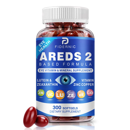 AREDS 2 Eye Vitamin & Mineral Supplement — Lutein and Zeaxanthin Supplement, Vitamin C & E, Zinc & Copper for Blue Light Protection, Eye Health Support, Eyebright , Eye Doctor Trusted — 300 Softgels