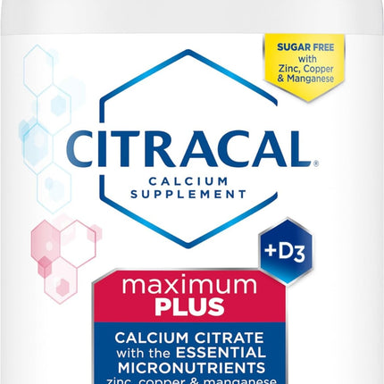 Citracal Maximum Plus Calcium Supplement - Calcium Citrate with Vitamin D3, Zinc, & Essential Minerals for Bone Health Support, Ages 12+, 180 Count (Packaging May Vary)