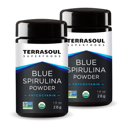 Terrasoul Superfoods Organic Blue Spirulina Powder (in Miron Glass Jar) : 2 Oz (2 Pack)
