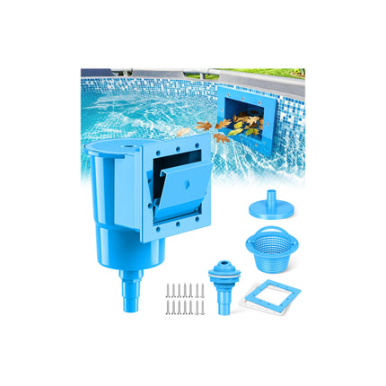 BluSwim Standard Pool Wall Skimmer for Above Ground Pools, Heavy Duty ABS Through Wall Pool Skimmers with Return Jet & Vacuum Plate, Thru-wall Skimmer Kit Compatible with All Width 6 '' Openings