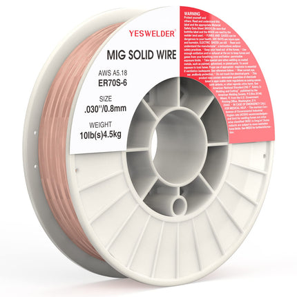 YESWELDER MIG Welding Wire, ER70S-6 Solid Carbon Steel, .030 Inch 10LB (0.8mm 4.5kg), High Feedability Strong ABS Plastic Spool MIG Wire