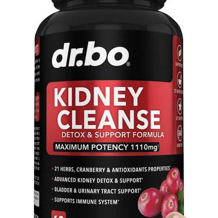 Kidney Cleanse Detox Support Supplement - Natural Cranberry, Juniper Berries, Buchu & Uva Ursi Extract to Support Kidneys, Bladder & Urinary Tract Health Supplements - Herbal Renal Blend Formula Pills