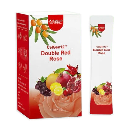 Affluence Global CelGen12 Double Red Rose Natural Immune Support Supplement, Mixed Fruit Blend, 15 Sachets, 10ml