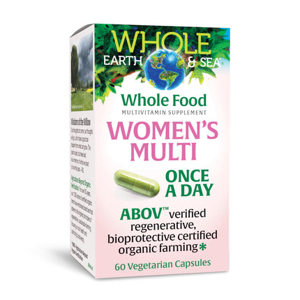 Natural Factors Whole Earth & Sea Women’s Once Daily Multivitamin & Mineral - Whole-Food Formula with Iron, Methylated B12, Folate, Vitamin D3, K2, Biotin & More - 60 Vegetarian Capsules (60 Servings)