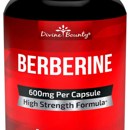 Divine Bounty Pure Berberine Complex - 600mg Per Capsule Berberine HCl Supplement - 60 Vegetarian Capsules