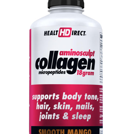 HEALTH DIRECT AminoSculpt Sugar-Free Collagen Supplement - High Potency Medical-Grade Protein for Hair, Skin, Nails & Joints, Grass-Fed, Non-GMO, Liquid Collagen - Smooth Mango - 30 Fl Oz