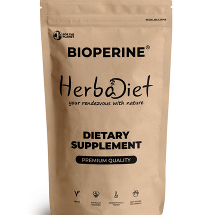 Herbadiet Bioperine Powder | Black Pepper Extract Powder Piperine 95% by HPLC | Bioavailability Enhancer, Boosts Nutrients Uptake | Gluten Free, Non-GMO Bulk Supplement (14 gram/ 0.5 oz)