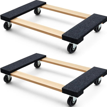 Simpli-Magic 79545 30 in. x 18 in. Hardwood Furniture Moving Dolly 1,320 lbs. Capacity – 4 Swivel Wheels Heavy-Duty Furniture Dollies, 2 Pack