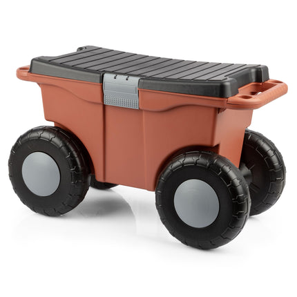 Pure Garden Rolling Garden Cart with Seat, Terracotta