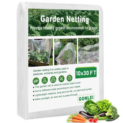 GonLei Garden Netting 10 X 30 FT Ultra Fine Garden Mesh Netting Protection Net Plant Cover Screen Vegetable Row Cover,Blueberry Netting Shrubs Fruits Tree Flowers Garden Screen Barrier Net