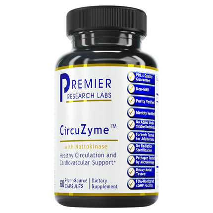 Premier Research Labs CircuZyme - Blood Circulation Supplements Supporting Blood Flow & Vascular Support Featuring Diosmin, Cayenne & Nattokinase, for Men and Women - 60 Vegetarian Capsules