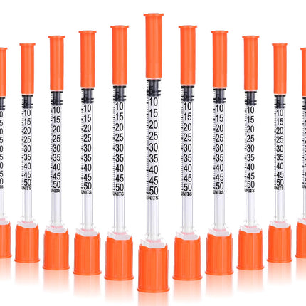 JIBENGAO Syringes 29Ga 0.5cc 1/2"(12.7mm)-Pack of 50