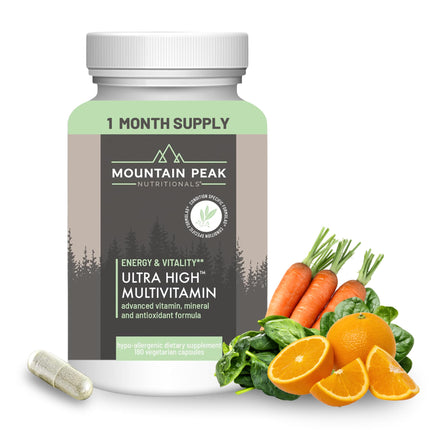 Mountain Peak Nutritionals Ultra High Multivitamin for Men & Women - with Vitamins A, B12, B6, C, D, E, Magnesium, Zinc, Folic Acid, Digestive Enzymes & Probiotics (180 Vegetarian Capsules)