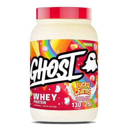 GHOST Whey Protein Powder, Lucky Charms Cereal Milk - 2LB, 25G of Protein - Whey Protein Isolate & Concentrate Blend - Post Workout Fitness & Nutrition Shakes, Smoothies & Baking - Soy & Gluten-Free
