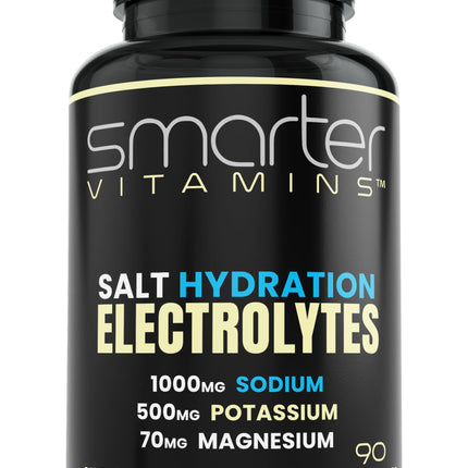 Smarter Electrolyte Capsules – Salt Pills with 1000mg Sodium, 500mg Potassium, 70mg Magnesium – Keto/Fasting & Workout Hydration Support – Zero Sugar – 30 Servings
