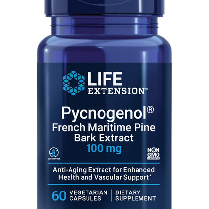 Life Extension Pycnogenol – French Maritime Pine Bark Extract – Scientifically Studied Healthy Aging & Vascular Health Supplement – Non-GMO, Gluten-Free, Vegetarian – 60 Capsules