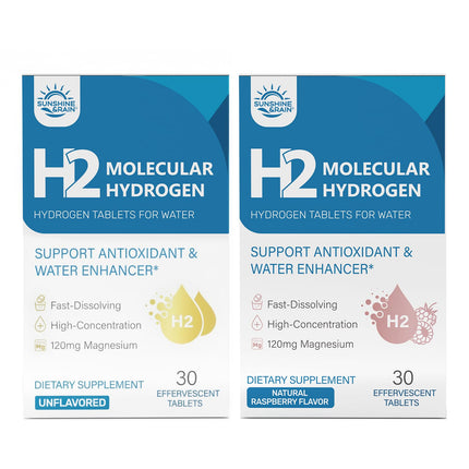 Molecular Hydrogen (H2) Tablets with 120mg Magnesium – 16 PPM Hydrogen Water Tablets Drinking for Water, Advanced Hydrogen Technology, Antioxidant Support, Natural Raspberry & Unflavored, 60 Tablets
