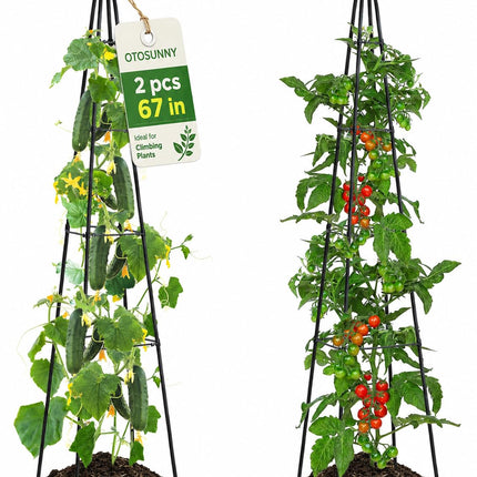 OTOSUNNY 67inch Garden Obelisk Trellis for Climbing Plants Outdoor, 2 Pack