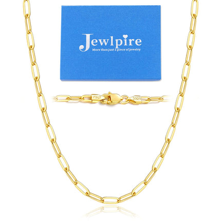 Jewlpire 14K Gold Plated Paperclip Necklace for Women, 14K Gold Plated Chain for Women 3mm Women's Chain Necklaces, Paperclip Chains 20 Inch