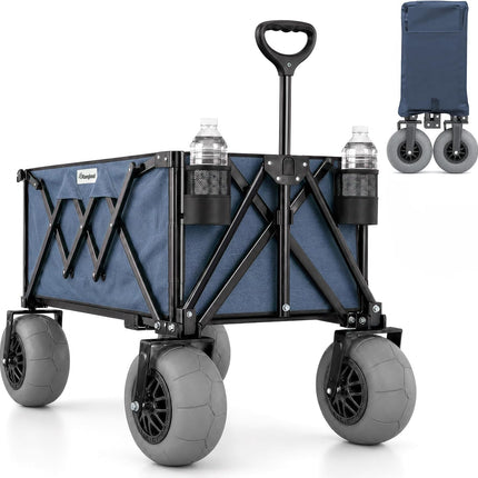 Rangland Beach Wagon with Big Wheels for Sand - All Terrain Steel Frame Utility Cart with 9" Pneumatic Tires, Collapsible Folding Design (Sand Warrior RX800)