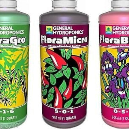 General Hydroponics GH Flora Series 32oz Quarts Trio FloraMicro FloraGrow FloraBloom