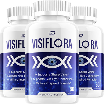 Indelo Visiflora Visual Support Supplement - Visi Flora Advanced Formula for Healthy Vision - 3 Pack - 180 Capsules