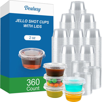 Dealusy 360 Set 2 oz Jello Shot Cups with Lids
