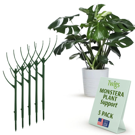 Stackable Monstera Plant Support Stakes, Monstera Dark Green, 5-Pack, 17" L