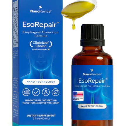 EsoRepair Nano Esophageal & Stomach Health Supplements for Men & Women - Digestive Comfort - Slippery Elm Bark, Zinc L-Carnosine & Aloe Vera Extract - Non-GMO & Dairy Free