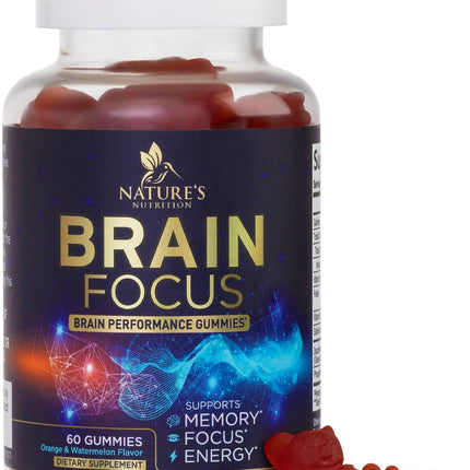 Brain Supplements for Memory and Focus with Phosphatidylserine, Nootropic Memory Supplement Gummy for Brain Health, Concentration, Mental & Cognitive Support, Focus Vitamins with B6 & B12-60 Gummies