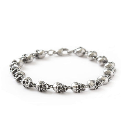 HAQUIL Gothic Skull Beaded Link Bracelet for Men, Skull Jewelry Gift