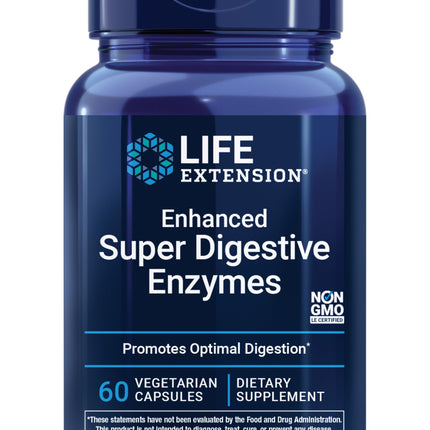 Life Extension Enhanced Super Digestive Enzymes, Supports Digestion, Comfort, digesting Plant-Based Foods, Non-GMO, Vegetarian, 60 Capsules