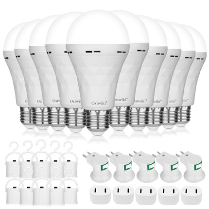 Ostwiki 10 Pack Rechargeable Emergency Light Bulbs for Power Outage