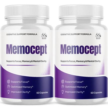 (2 Pack) Memocept Capsules, Official Memocept Pills with All Natural Ingredients, Advanced Vitamin Supplement Pills Supporting Health & Wellness, Max Strength Formula Crafted in the USA (120 Capsules)