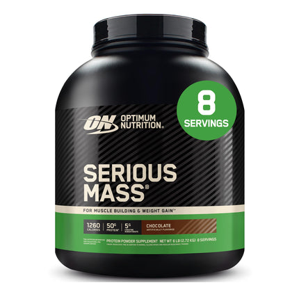 Optimum Nutrition Serious Mass, Weight Gainer Protein Powder, Mass Gainer, Vitamin C and Zinc for Immune Support, Creatine, Chocolate, 6 Pound (Packaging May Vary)
