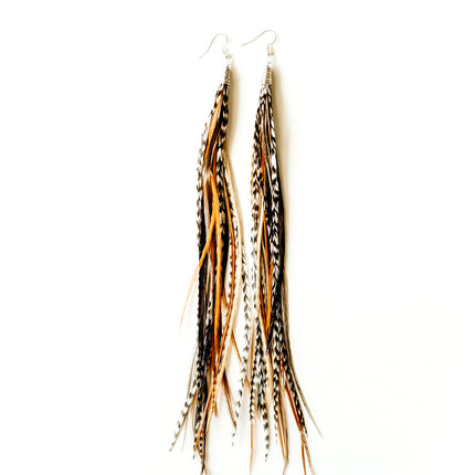 Feather Headz Bohemian handmade Natural long lightweight feather dangle earrings for women