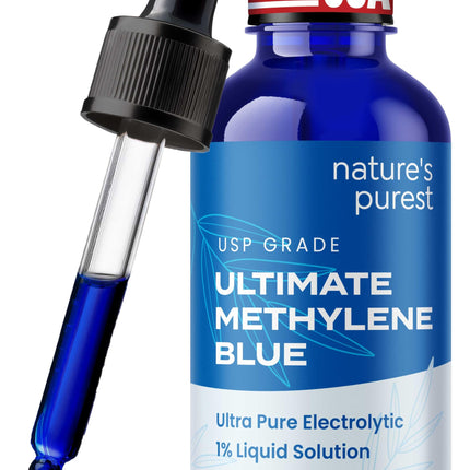 Sweat & Soul Methylene Blue Pharmaceutical Grade 2oz - Made in USA - Balanced Electrolytic 1% Solution - USP Grade, No Formaldehyde, No Alcohol, 3rd Party Tested
