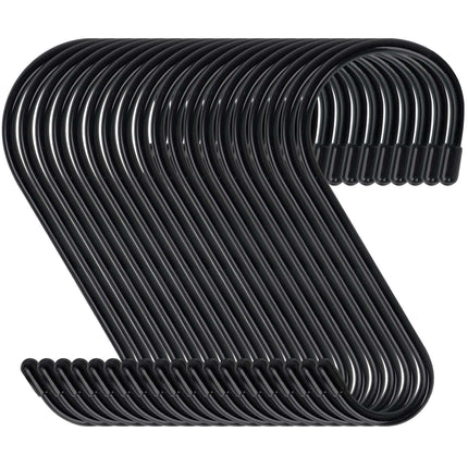 DINGEE 6 Inch 24 Pack Large S Hooks - Heavy Duty Non Slip White S Hooks with Rubber Stopper for Closet, Clothes, Jeans, Pot, Pan, Garden