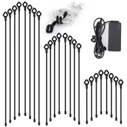 Silicone Cable Ties with Holes, 24PK Reusable Twist Ties for Bundling