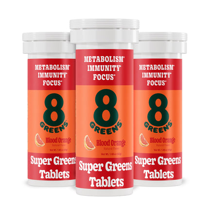8Greens Supergreens Tablets | Super Greens Powder Superfood Tablet, Metabolism Immunity & Focus, Daily Greens Effervescent Tablets, Organic: Aloe Vera, Spirulina, Chlorella, Blood Orange, 30 Servings