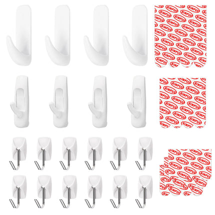 Sinfuo 20 Hooks + 32 Stirps Hanging Variety Pack,Adhesive wall Hooks Heavy Duty,no Damage Large midium Small Sticky Utility Hooks for Outdoor,Tower,Keys