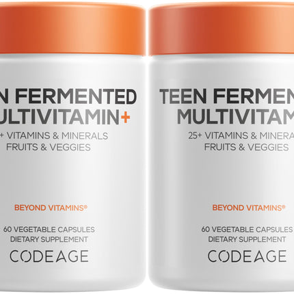 Codeage Teen Multivitamin Supplement – Daily Vitamins and Minerals for Teen Boys and Girls – Organic Whole Food Formula with Omega-3 and Vitamins A to K - 2 Pack