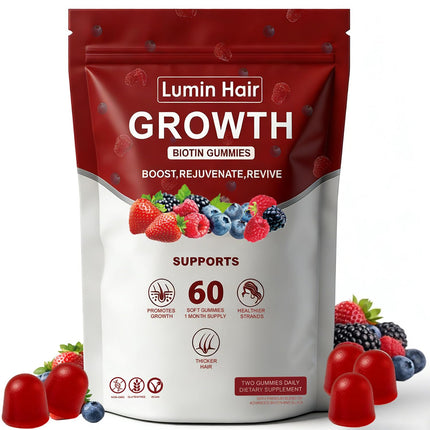 Lumin Hair Growth Gummies for Black Women, Hair Growth Supplements with Biotin, Daily Hair Nourishment, Collagen & Botanical Extracts, Supports Healthy Hair Growth & Strength, 60 Vegan Gummies