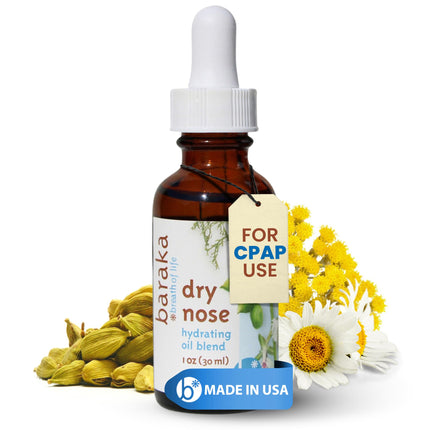 Baraka Single CPAP Dry Nose Oil – Organic Essential Oils w/Dropper (Cardamom, Everlast, German & Roman Chamomile), Hydrating Nose Moisturizer for Dry Sinuses, Nasal Relief, Nasal Oil for Comfort