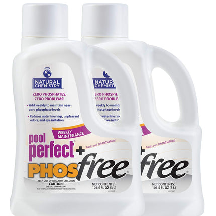 Natural Chemistry Pool Perfect + Phosfree, 3 L, 2 Pack, Phosphate Remover, Reduces Waterline Rings, Unpleasant Odors & Eye Irritation